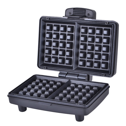 SOGO Macchina per Waffle 800W – Rivestimento Antiaderente, Temperatura Regolabile, Acciaio Inox, 2 Waffle 10x12 cm, Facile Pulizia, Salvaspazio