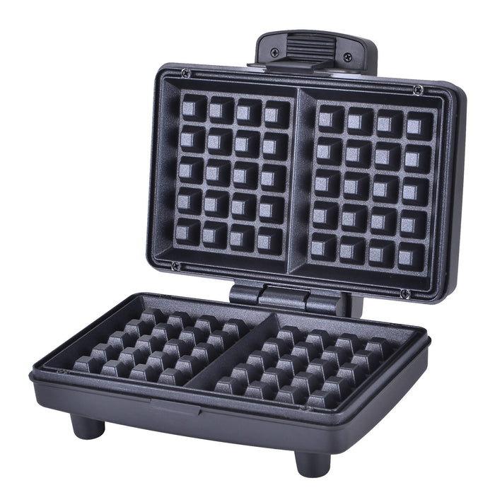 SOGO Macchina per Waffle 800W – Rivestimento Antiaderente, Temperatura Regolabile, Acciaio Inox, 2 Waffle 10x12 cm, Facile Pulizia, Salvaspazio