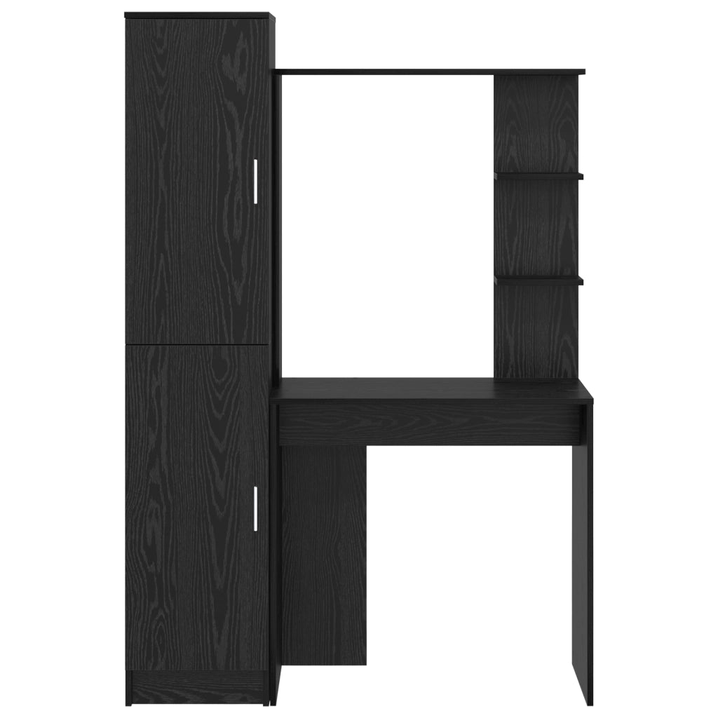 Scrivania con spazio di archiviazione rovere nero legno ingegnerizzato