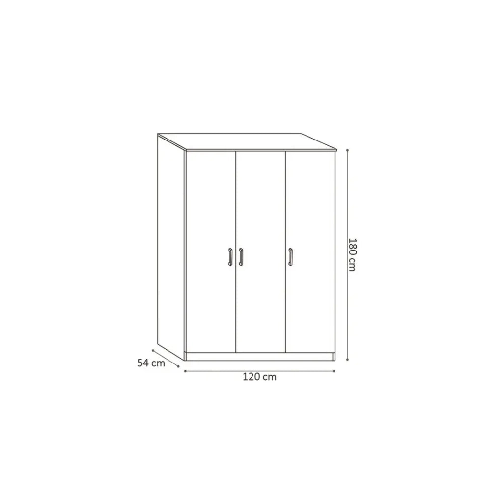 Armadio REY – 3 porte – 120×180 cm – Legno grigio chiaro – Stile scandinavo