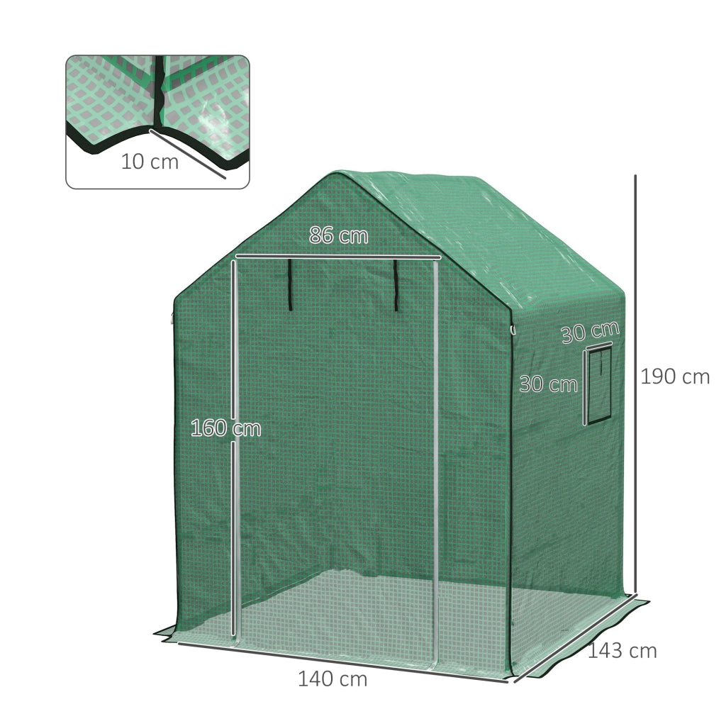 Copertura Serra Sostitutiva con Finestra e Porta ¨C Zephmum ¨C Verde 140x143x190 cm