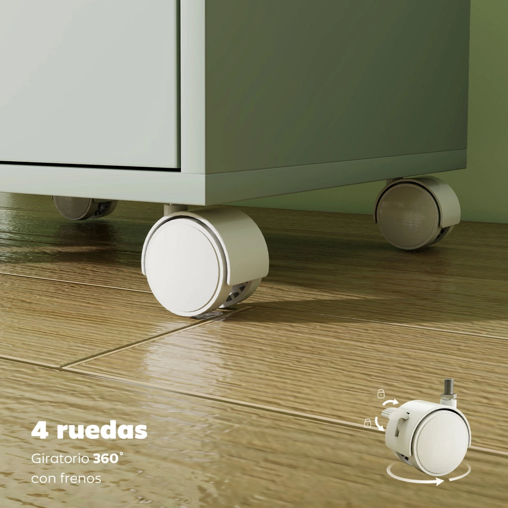 Cassettiera mobile con 6 cassetti e ruote ¨C Xylo ¨C Verde con guide scorrevoli silenziose