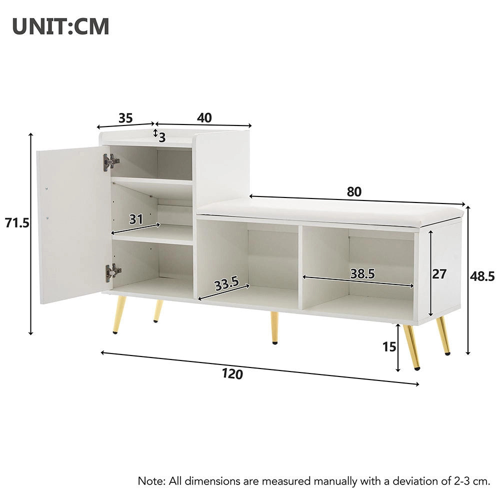 Armadio scarpe con seduta imbottita - Xylo - Accessori dorati per ingresso, corridoio, soggiorno, camera da letto, guardaroba