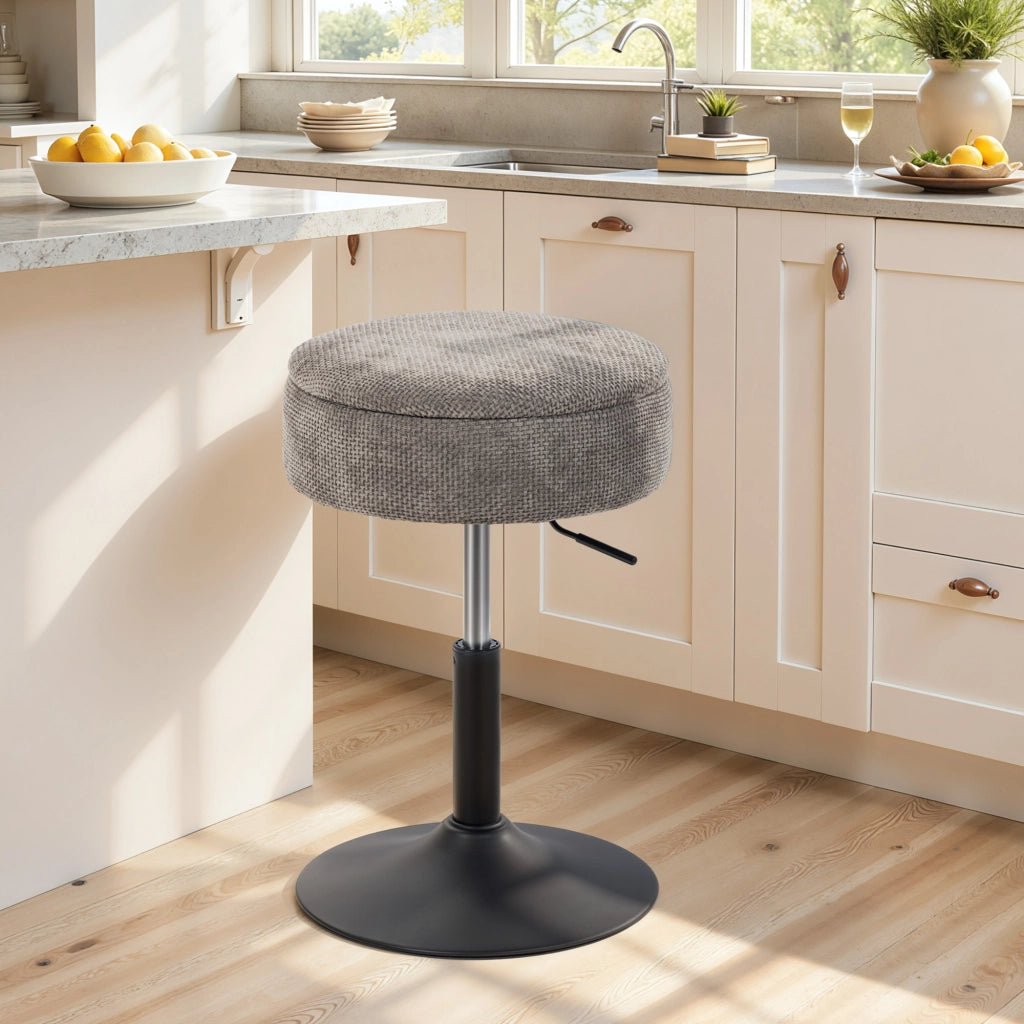 Sgabello da Bar Rotante con Altezza Regolabile e Rivestimento in Velluto Grigio ¨C zephmum ¨C Grigio