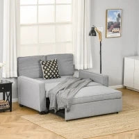 Divano Letto a 1 Piazza in Tessuto, Seduta 2 Posti e Schienale a 3 Reclinazioni, 154x87x89cm