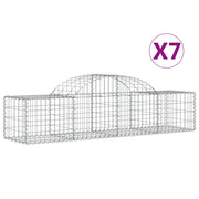 Cestini gabbioni recinzione a gabbia muro di contenimento ad arco 7 pezzi 200 x 50 x 40/60 cm ferro zincato argento 02_0041095