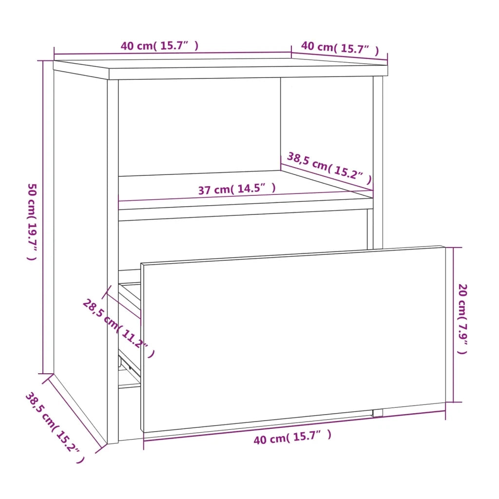 Comodino Grigio Sonoma 40x40x50 cm in Legno Multistrato 815818