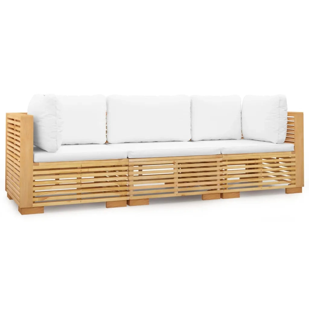 Set Divani da Giardino 3 pz con Cuscini Legno Massello di Teak 3100865