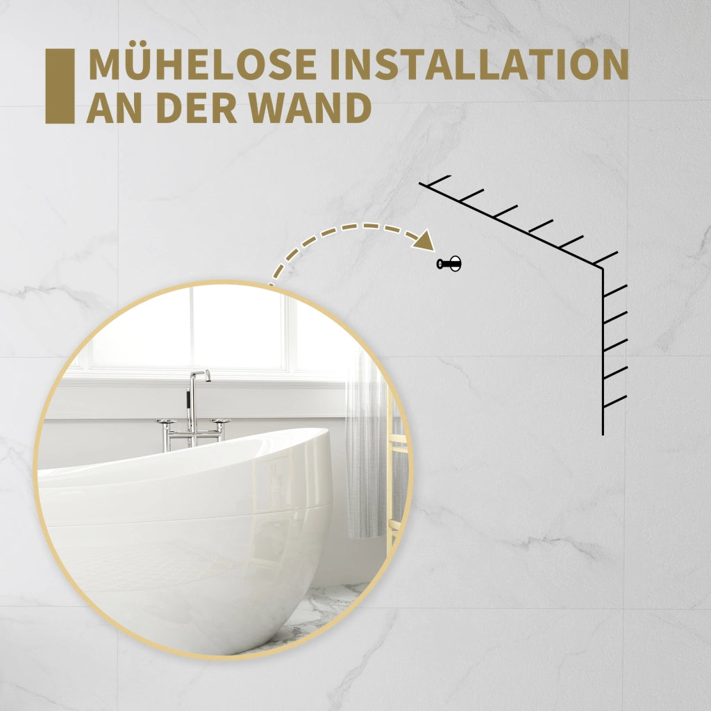 Specchio Rotondo da Bagno ¨C Xylo ¨C 70x70 cm Cornice Dorata Parete