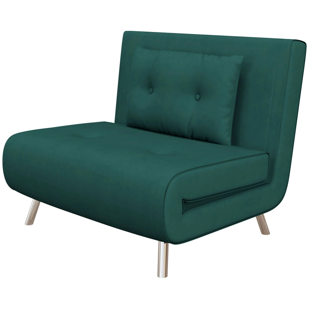 Poltrona Letto Singolo 3 in 1 ¨C zephmum ¨C Verde Scuro, Velluto, 100x88x83cm
