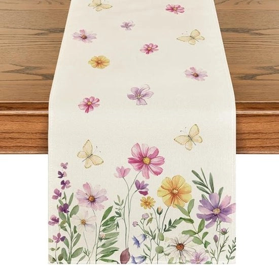 Runner per tavolo fiori e farfalle 40 x 300 cm decorazione per tavola primavera e estate per cucina e festa