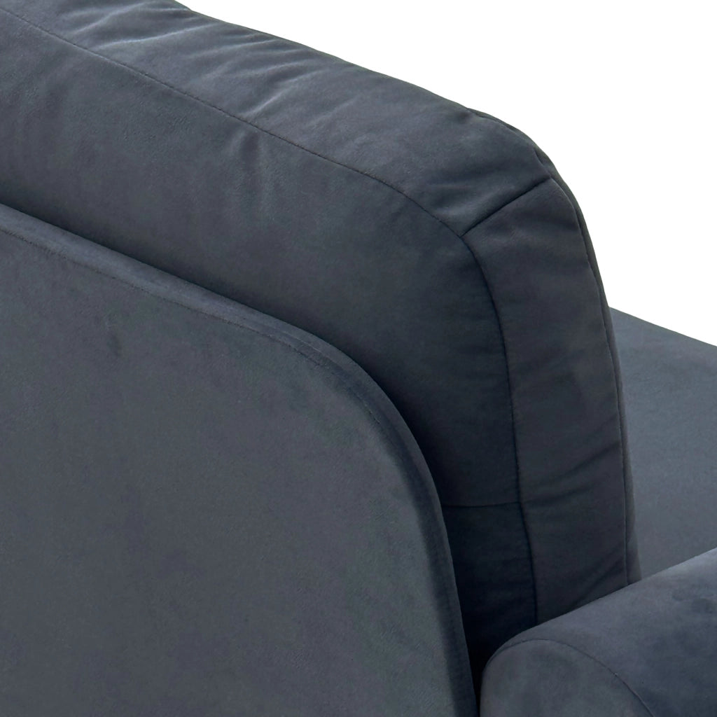 Divano dritto 3 posti con seduta ergonomica e rivestimenti sfoderabili in tessuto metallo e legno Grigio scuro