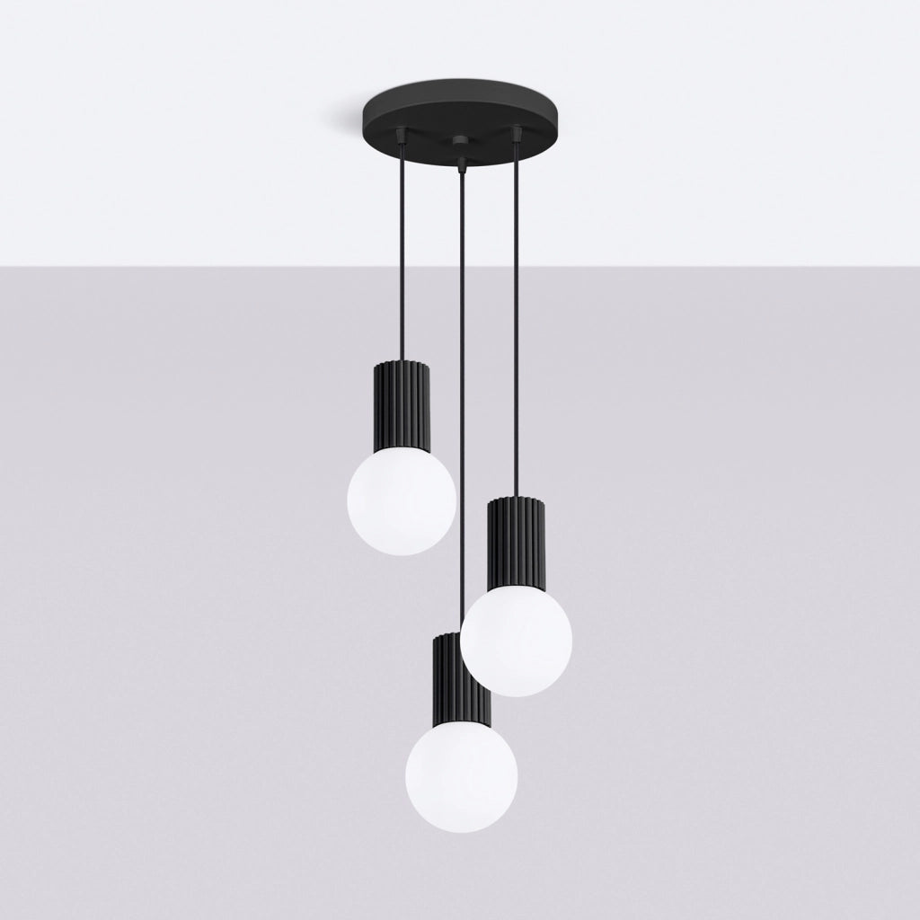 Lampada sospensione moderna 3 luci nera SFERA PureLume