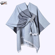 Sciarpa da donna, elegante mantello con cintura diagonale monocromatica