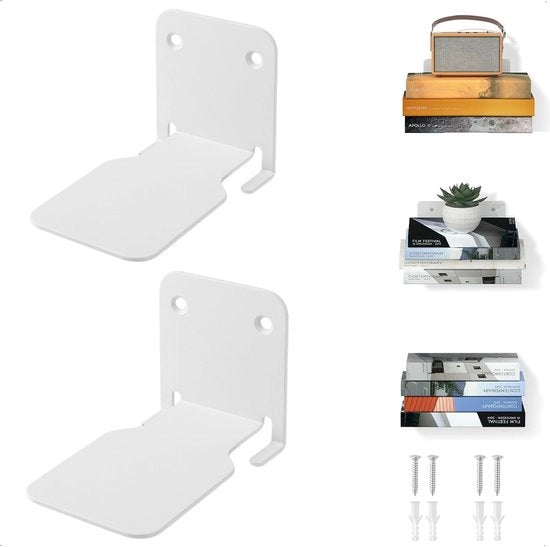 Libreria Invisible - Sospesa Libreria - Comodino in Acciaio Inossidabile - 2 Pezzi - Pannelli Multifunzionali - Design Spaziale Risparmiatore
