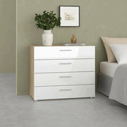 Cassettiera Arwen, Settimino multiuso, Comò camera da letto, Mobile con cassetti, 80x40 h68 cm, Quercia e Bianco lucido