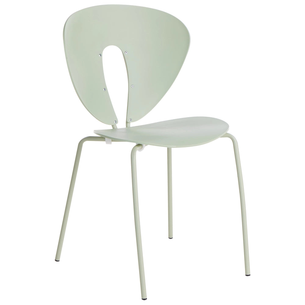 Set di 2 sedie da pranzo impilabili con sedile in plastica senza braccioli verde stile moderno