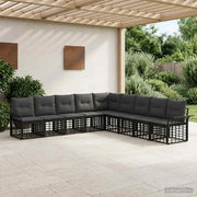 Set di divani da esterno 9 pcs Nero e Grigio scuro Poliestere 3437703