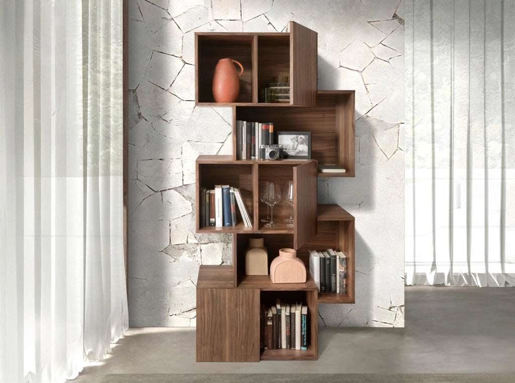 Scaffale in legno di noce con ante