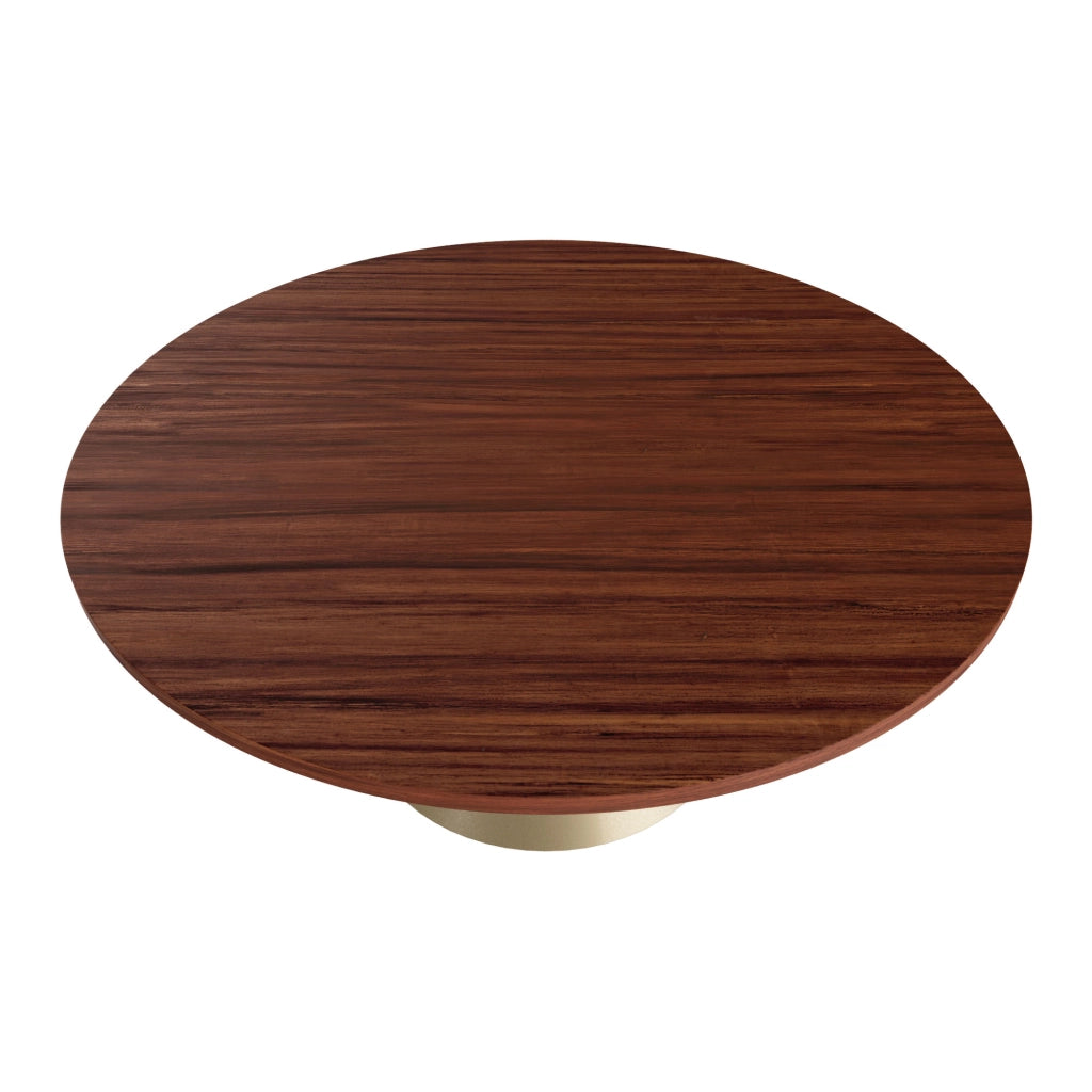 Artù Brass - Tavolo da pranzo rotondo ⌀ 120 cm in legno laminato con base a cono in metallo, top legno scuro