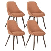 E-STYLO Sedia da pranzo in tessuto ruggine chiaro con gambe e struttura in massello di noce, 58cm X 49cm H. 85cm.