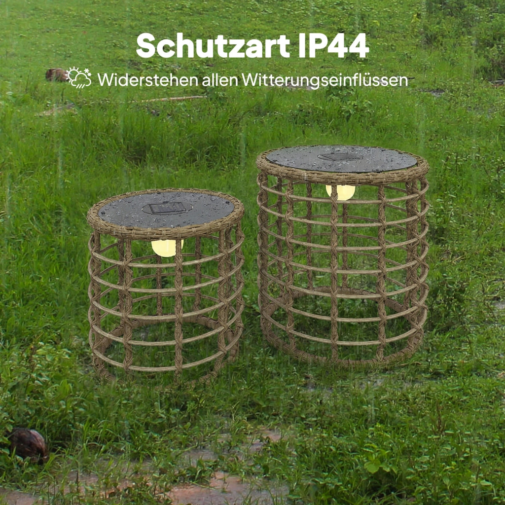 Lampada da Giardino Solare 2 Pezzi Rattan con Sensore Luce LED ¨C zephmum ¨C Grigio 2xIP44