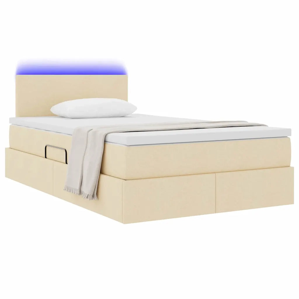 Letto con contenitore LED e materasso Crema 120 x 190 cm