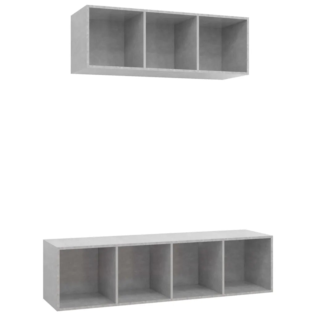 Set Porta TV 2 pz Grigio Calcestruzzo in Truciolato 3079794