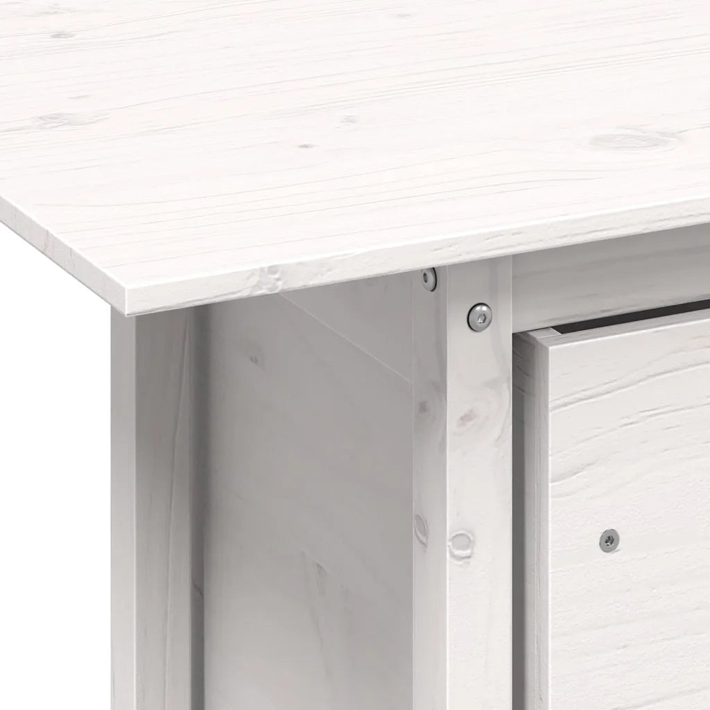 Tavolino da Giardino-Tavolo da Esterno Bianco 100x50x75cm in Legno Massello di Pino