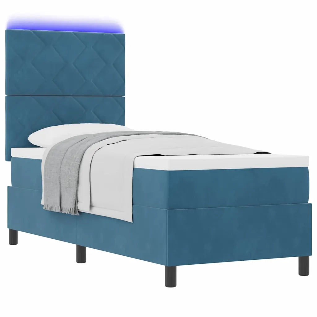 Letto a Sorgente LED con testiera Blu Scuro 80 x 200 cm Velluto 3343344