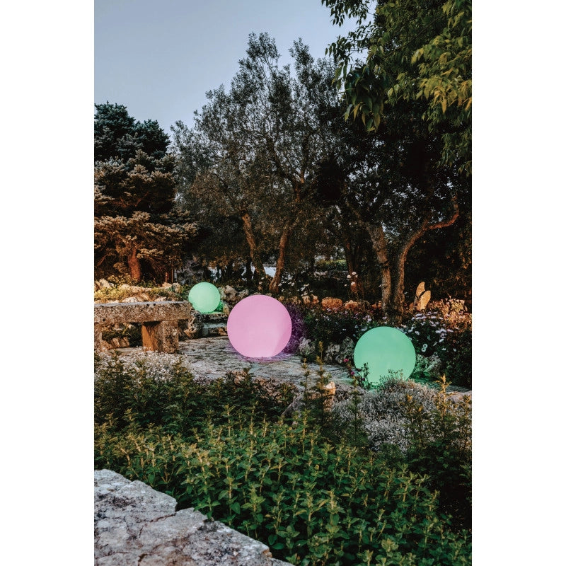 Lampada sfera di design Ø70 in polimero luce verde per interno ed esterno - Made in Italy - Monacis