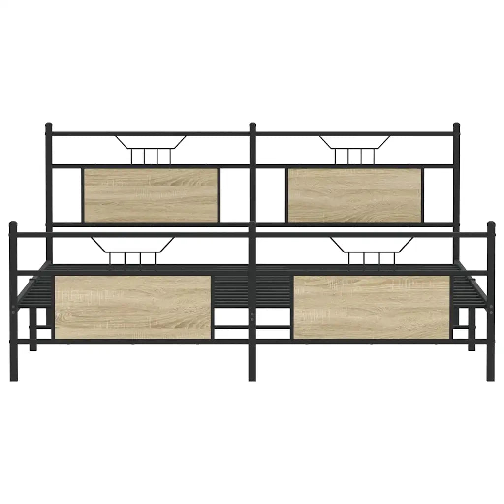 Letto matrimoniale | Letto per adulti | Giroletto senza Materaso in Metallo Rovere Sonoma 183x213 cm