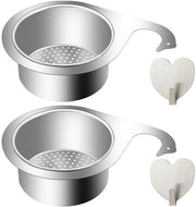 Due set di scolaplastica in acciaio inossidabile, due set di uncini in acciaio inossidabile, scolaplastica a forma di oca, scolaplastica multifunzionale, ventilatore per cucina, scolaplastica appeso senza fori.