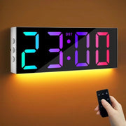 Orologio digitale per parete da 30 cm con telecomando, 8 colori RGB LED, orologio estivo/ invernale, funzione luce notturna, per soggiorno, aula, camera da letto, ufficio, bianco