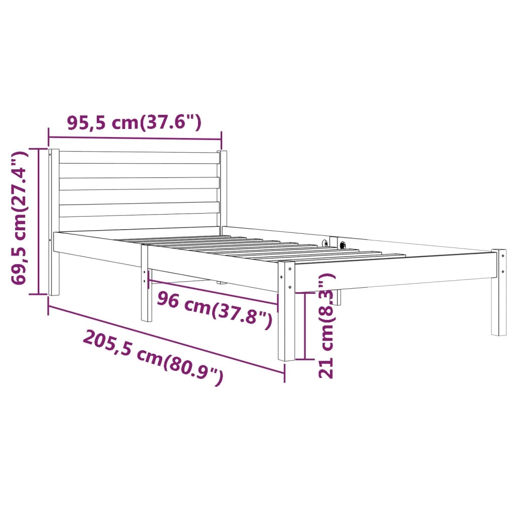 Giroletto in Legno Massello di Pino 90x200 cm Bianco 810416