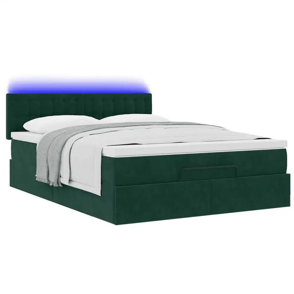 Struttura Letto Pouf con Materasso 140x190 cm in Velluto