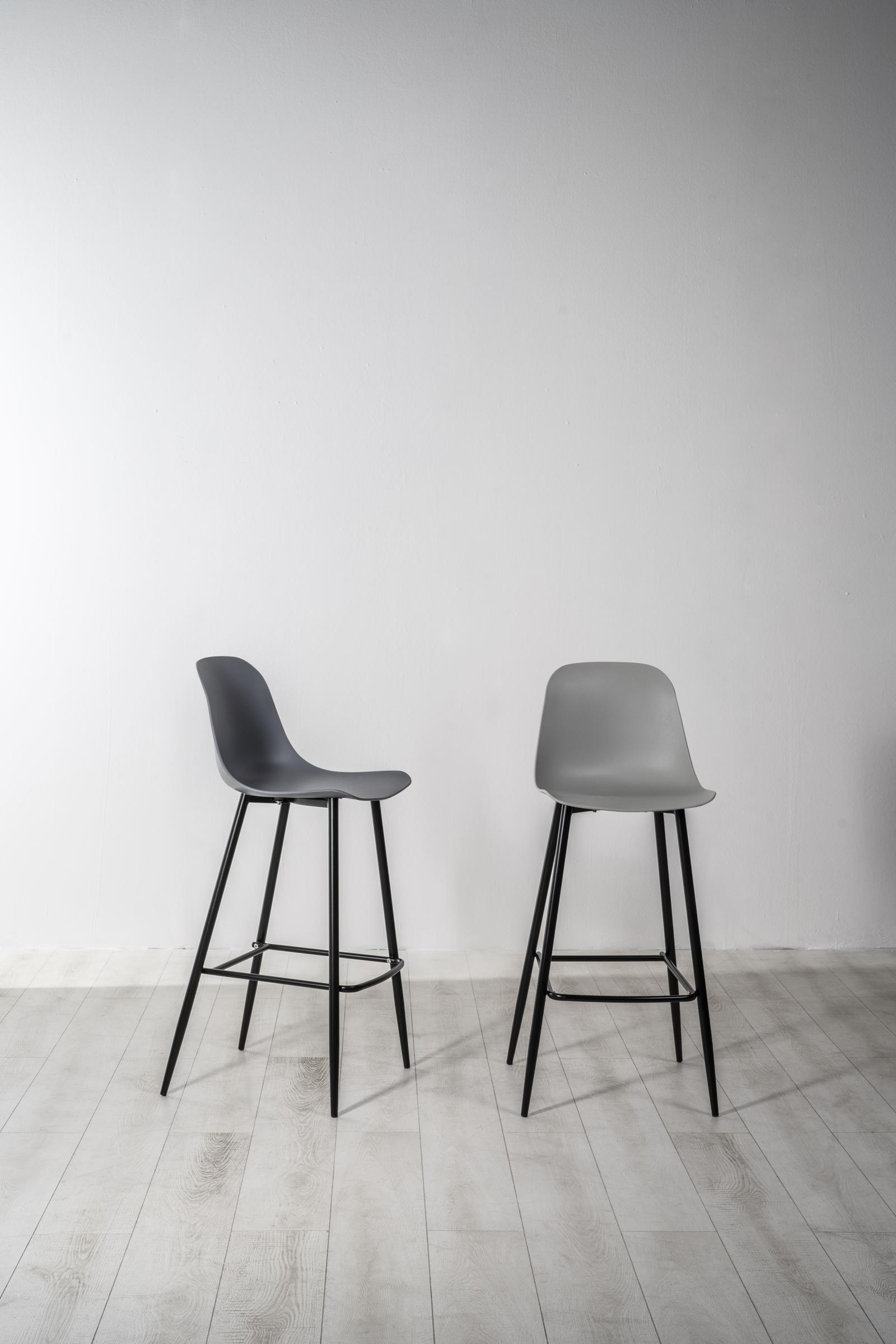 Set 2 Sgabelli 47x37xH103 cm in Polipropilene e Metallo Frida Grigio Scuro