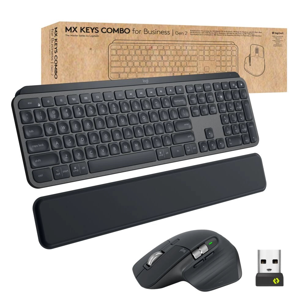 Logitech mx keys combo for business gen 2 tastiera mouse incluso ufficio rf senza fili + bluetooth qwerty tedesco grafite - 920-010926