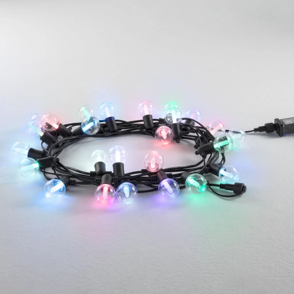 STRINGA LUMINOSA LED PICNIC NERA 12 LUCI ATTACCO E12 10W RGB IP44 INCLUSO TELECOMAND 730CM