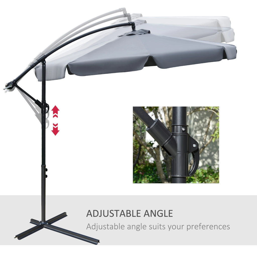 EasyComfort Ombrellone da Giardino 2.7x2.7 m a Braccio in Metallo con Tettuccio in Poliestere Regolabile e Apertura a Manovella, Grigio