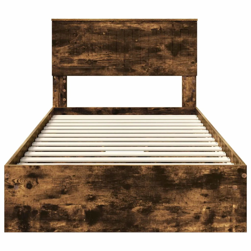 Letto con Contenitore con testiera Rovere fumé 100 x 200 cm