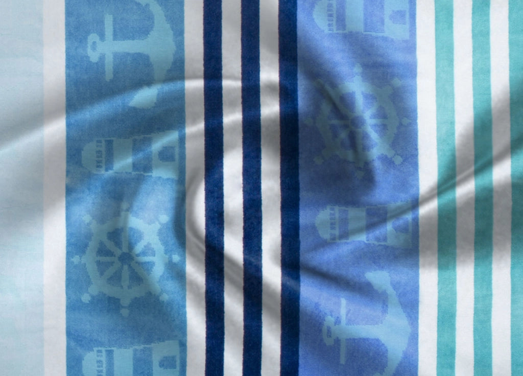 Telo Mare Jacquard Spugna Asciugamano Spiaggia Disegno Nautik