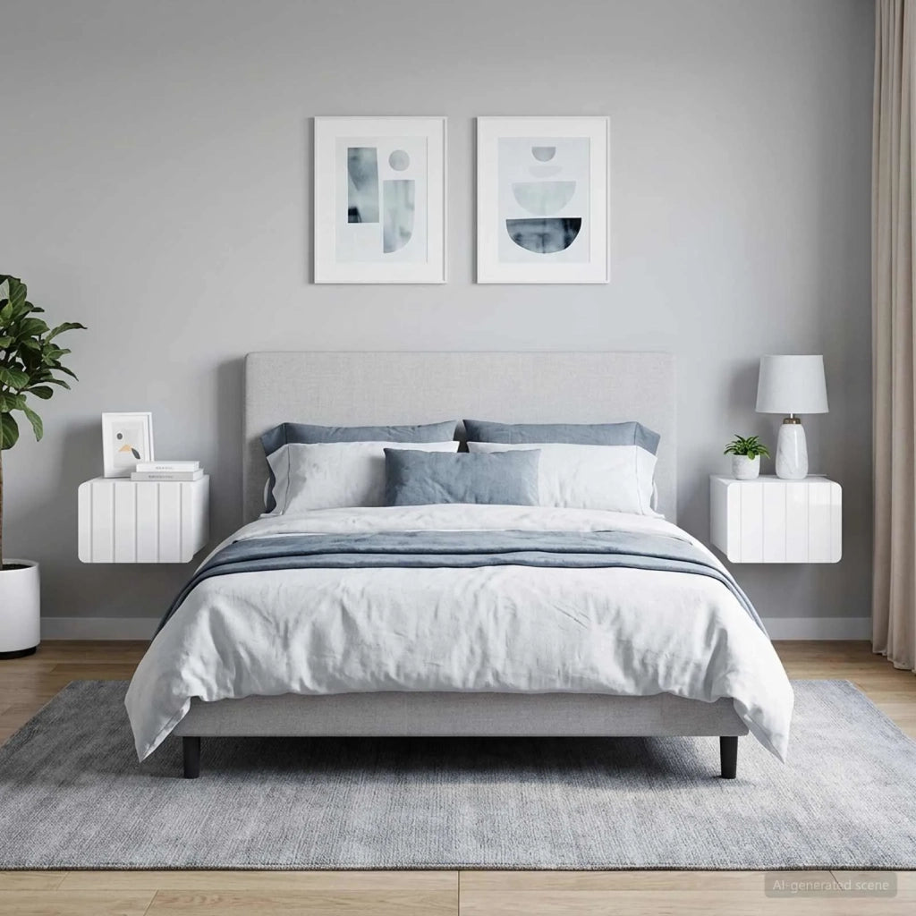 Mobiletto da notte a muro 2 pcs Bianco Lucido 33 x 34,5 x 24 cm 898264