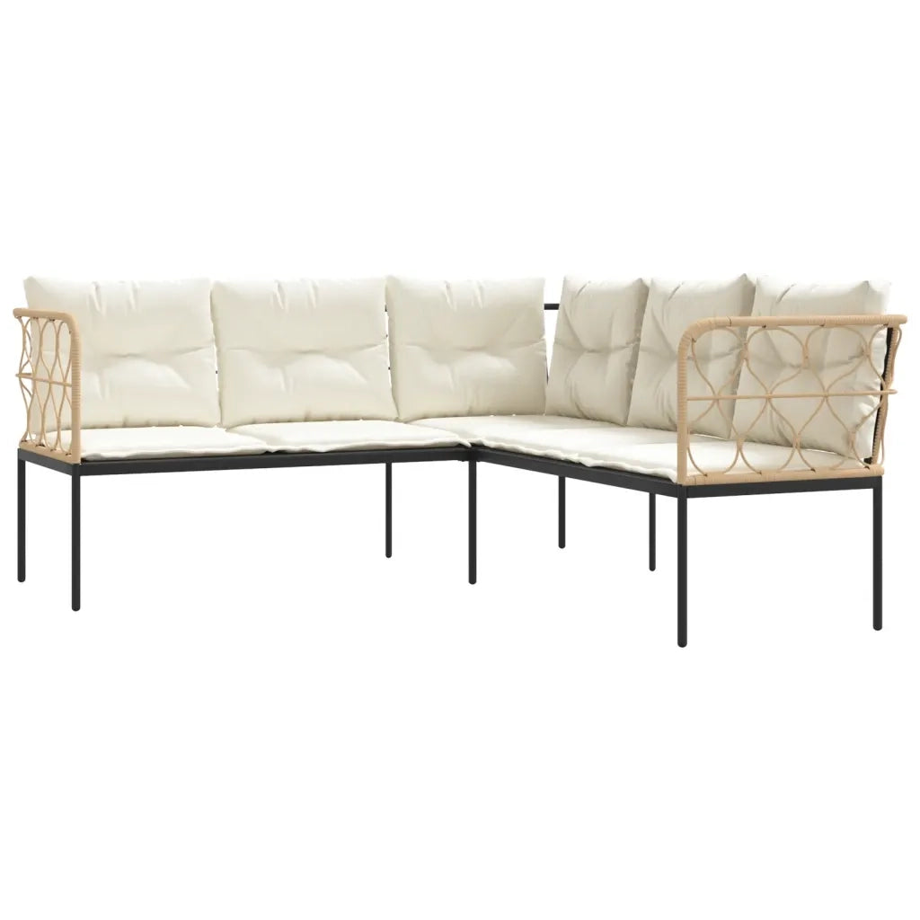 Divano Giardino con Cuscini Forma a L-Sofa da Giardino-Divanetto da esterno Nero Acciaio e Textilene 558973