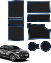 Antislipmatte per Peugeot 208 e-208 2008 e-2008 2020-2024 2025, 6 pezzi di gomma per console centrale, vano portaoggetti, contenitore per bicchieri, vano porta porte, vano braccio, nero e blu