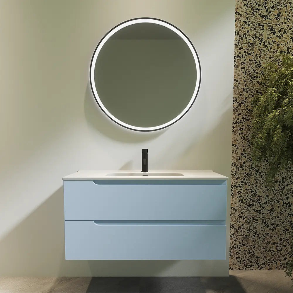 Mobile bagno sospeso 70 cm due cassetti color carta da zucchero con lavabo  | Moor