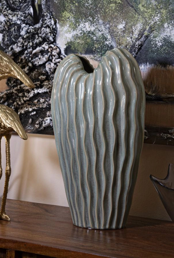 Vaso Venice 27x14x46,5 cm in Ceramica Verde