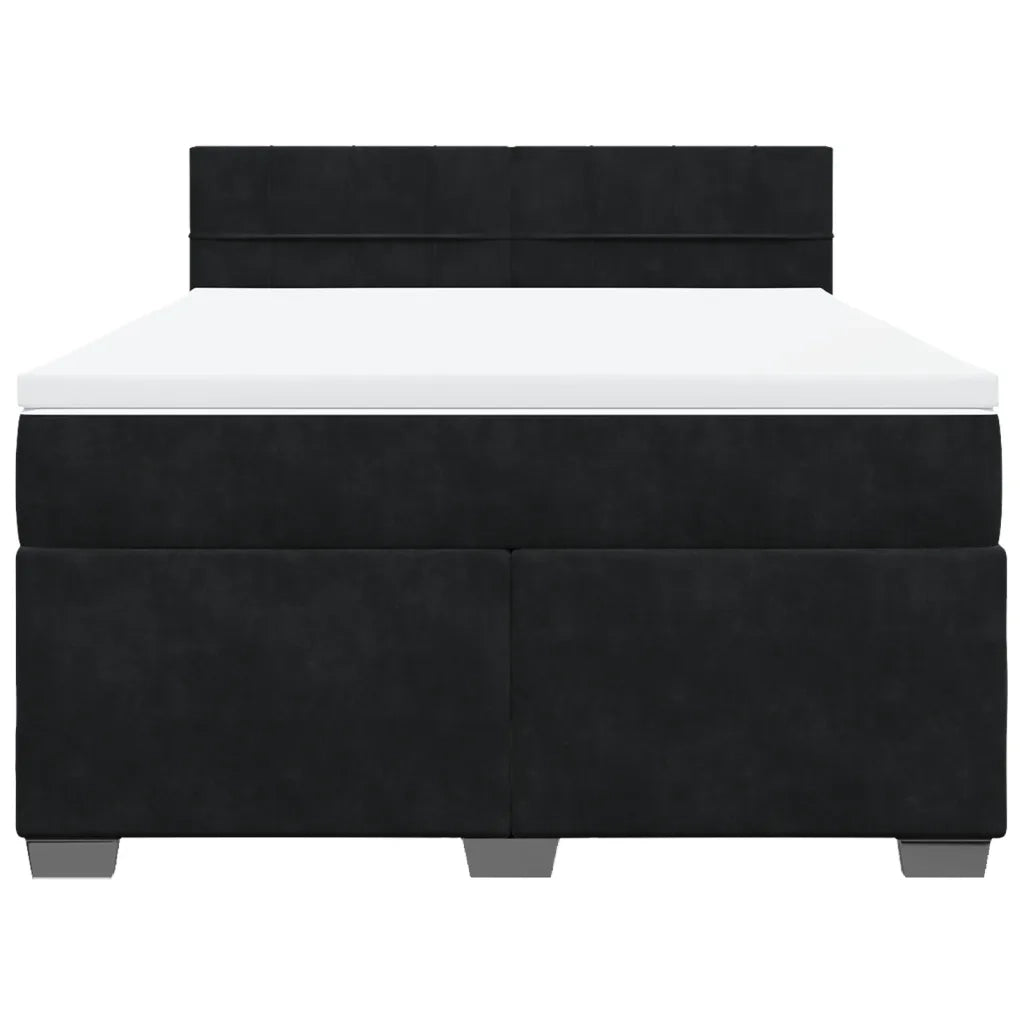 vidaXL Giroletto a Molle con Materasso Nero 140x190 cm in Velluto