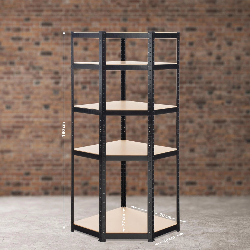 Scaffale Angolare FLINT in Metallo nero,100x80x180 cm
