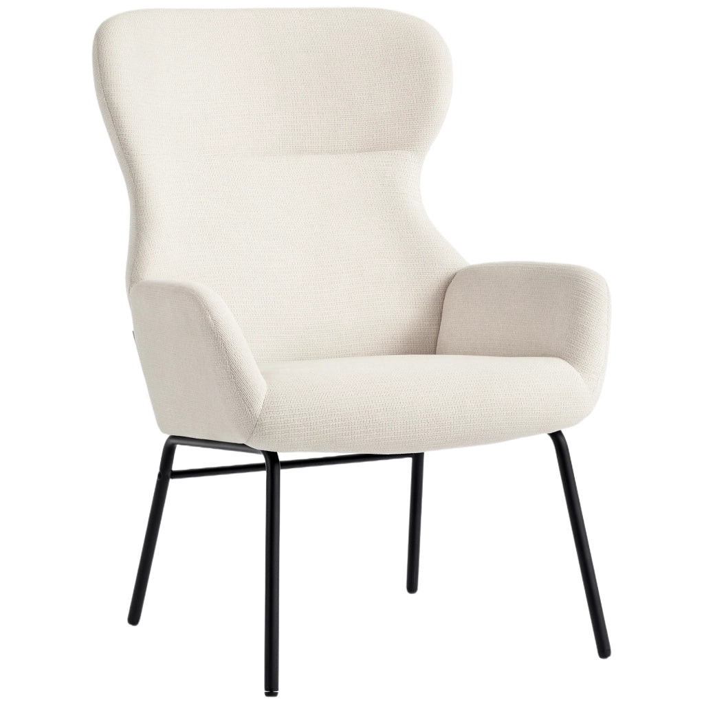 Poltrona imbottita con schienale alto e gambe in metallo ¨C zephmum ¨C crema